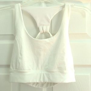 White Crossback Sports Yoga Bra
